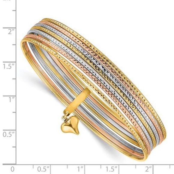 14k Tricolor Gold Set of Seven Bangles a/k/a Seminario Bangles - Picture 9 of 9